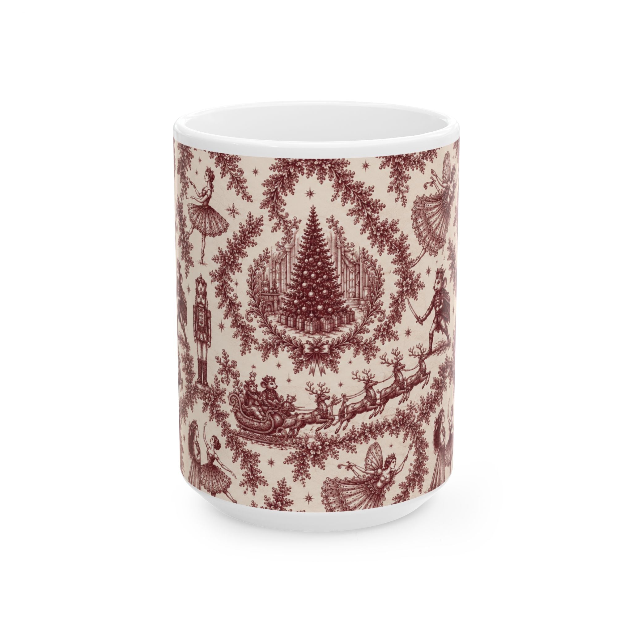Cranberry Nutcracker Toile Mug