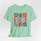 USA Floral Graphic Tee