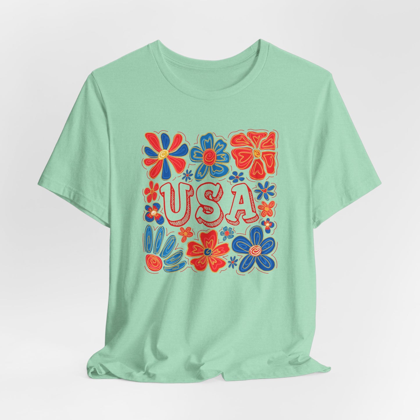 USA Floral Graphic Tee