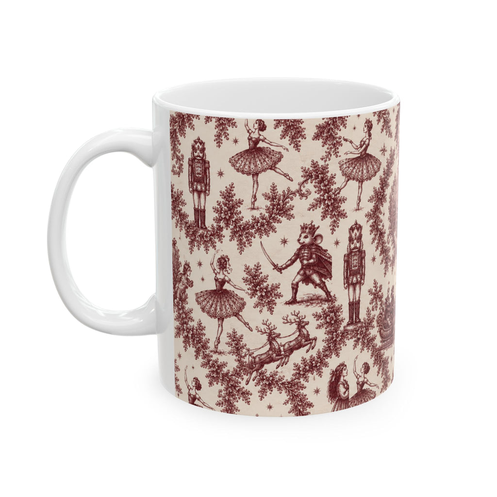 Cranberry Nutcracker Toile Mug
