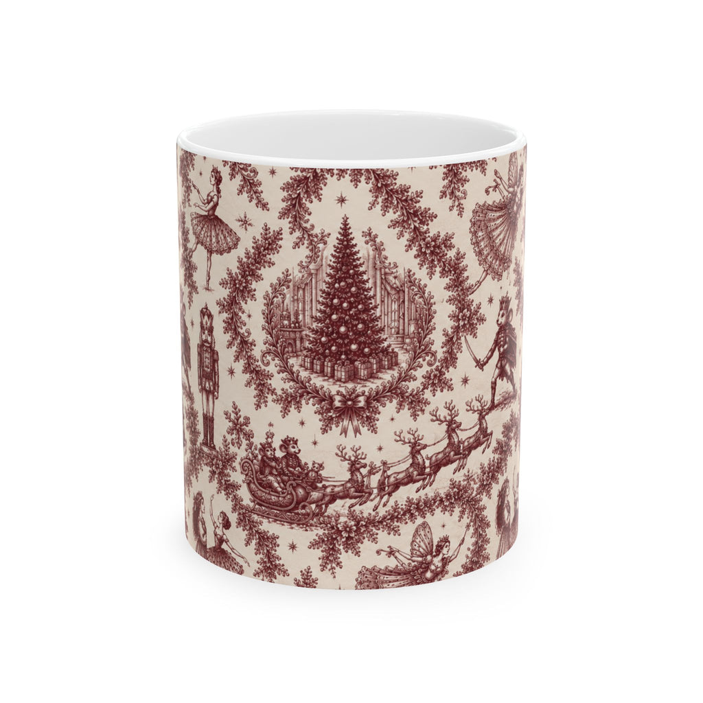 Cranberry Nutcracker Toile Mug