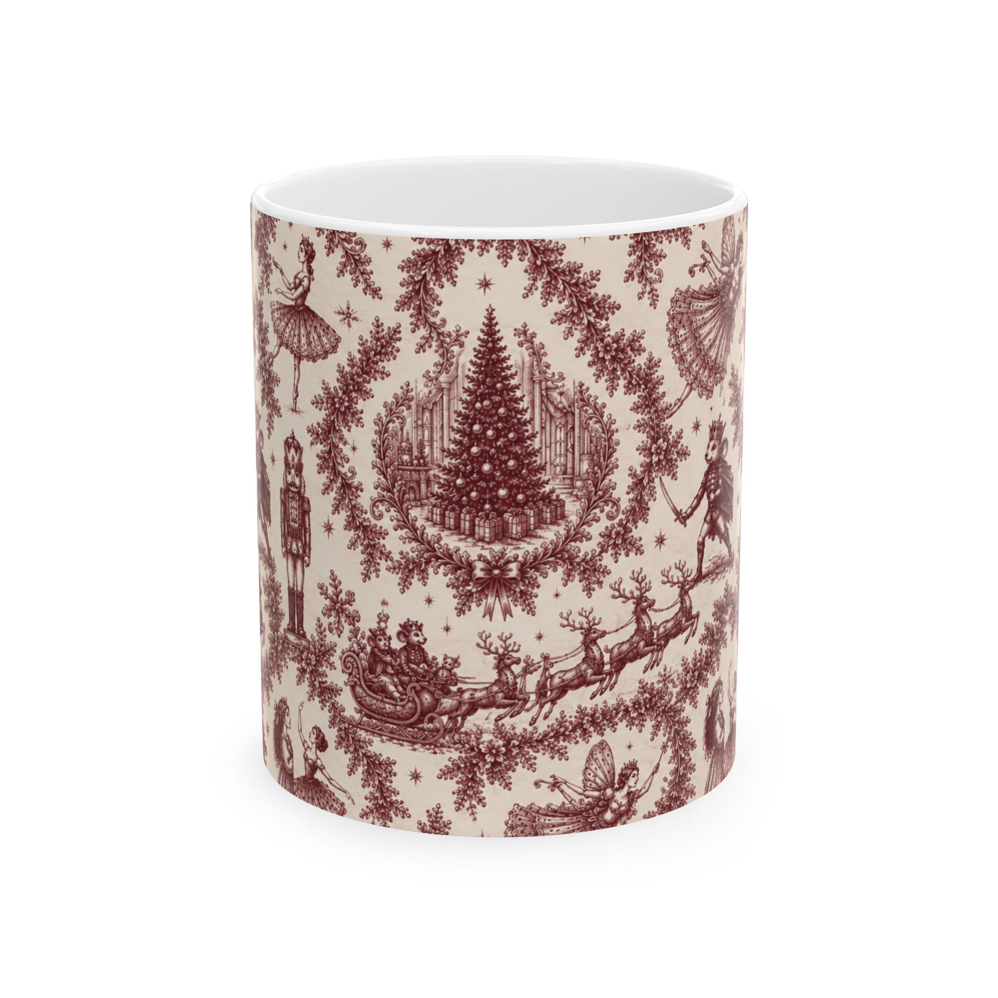 Cranberry Nutcracker Toile Mug