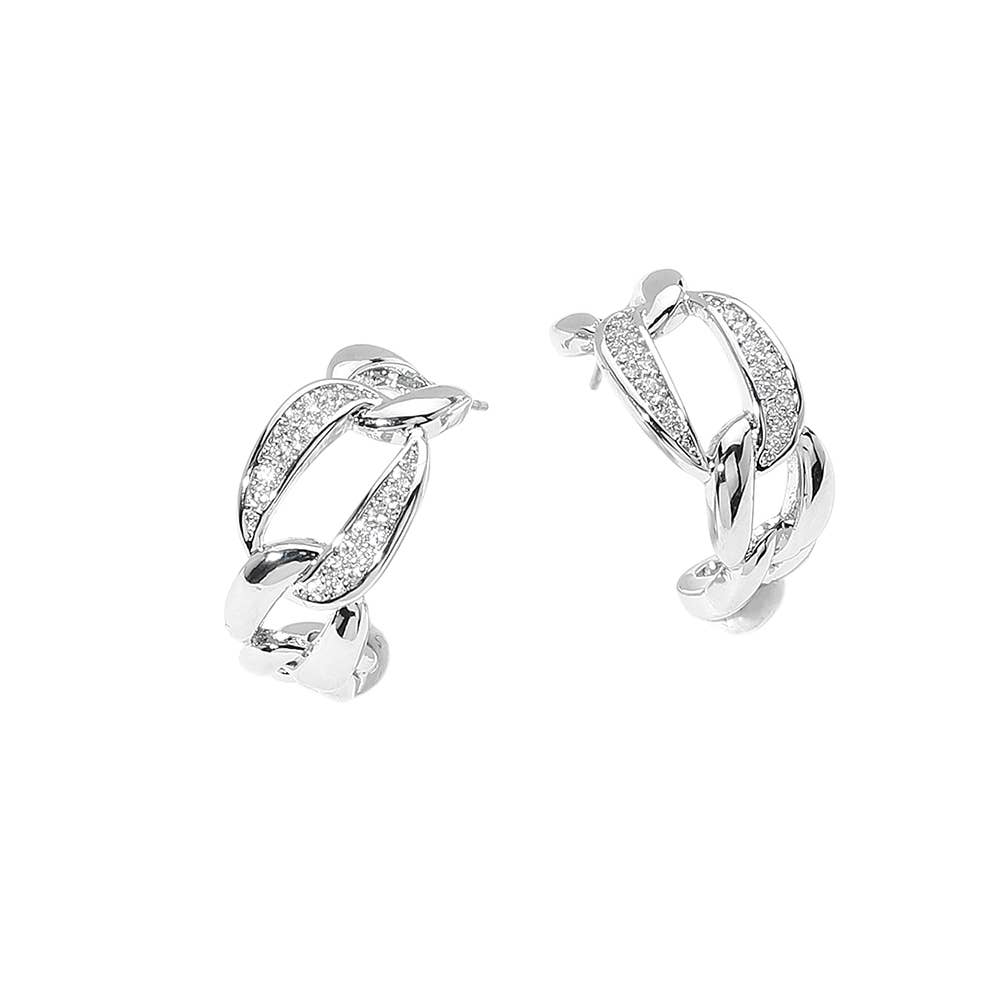 Linked in Sparkle Mini Hoop Earrings