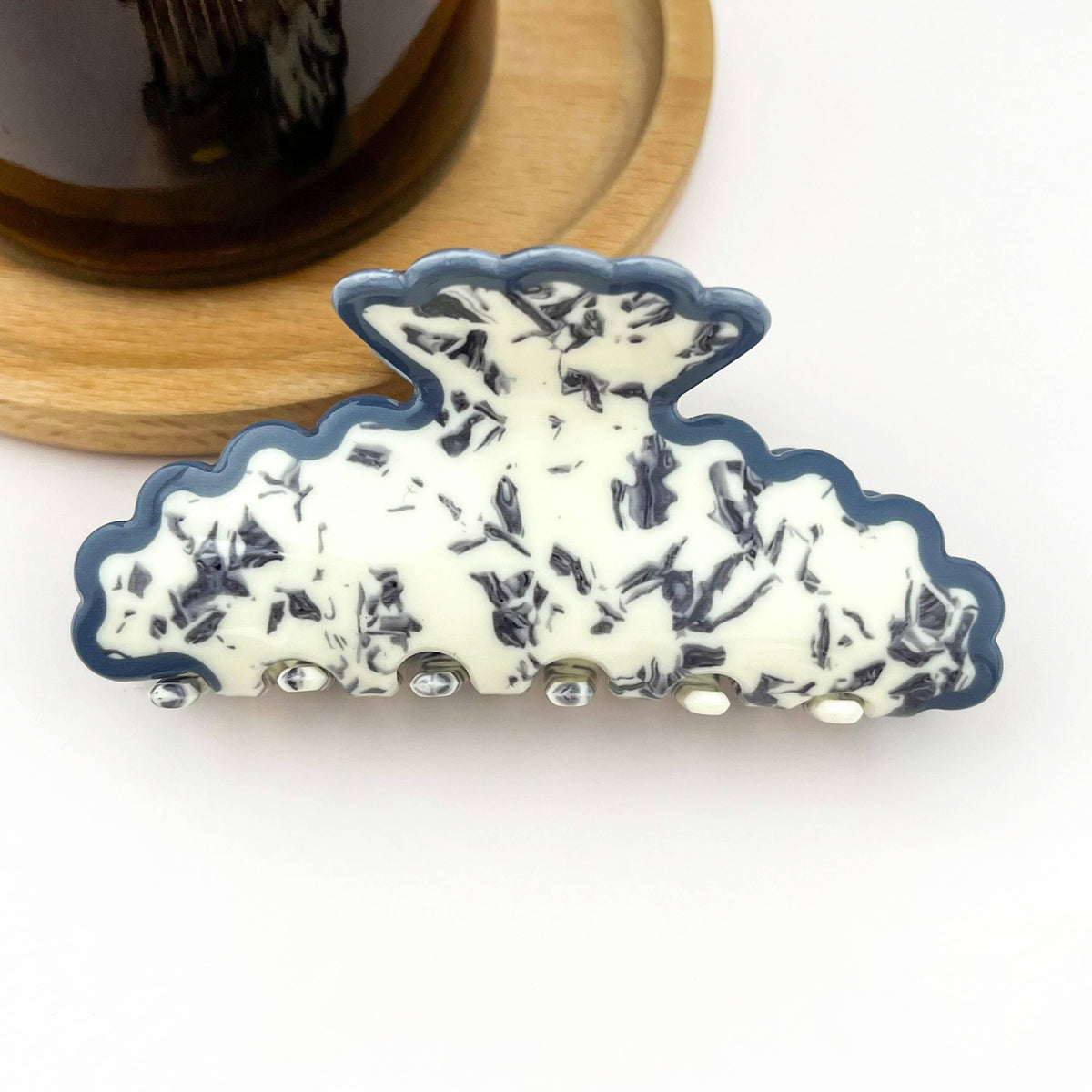 Gray Marble Wavy Claw Clip