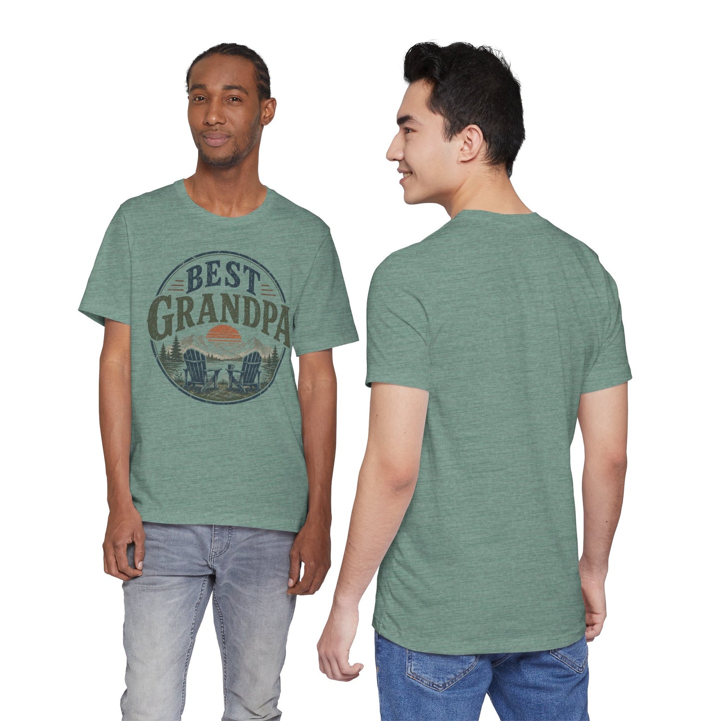 Best Grandpa Vintage Sunset Graphic Tee