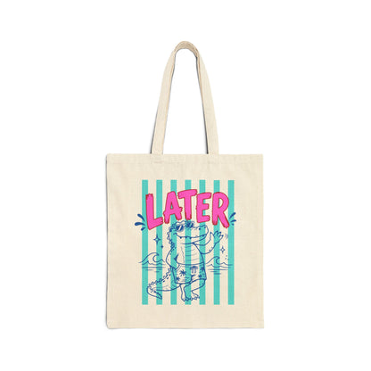 Later / After A While Striped Canvas Tote