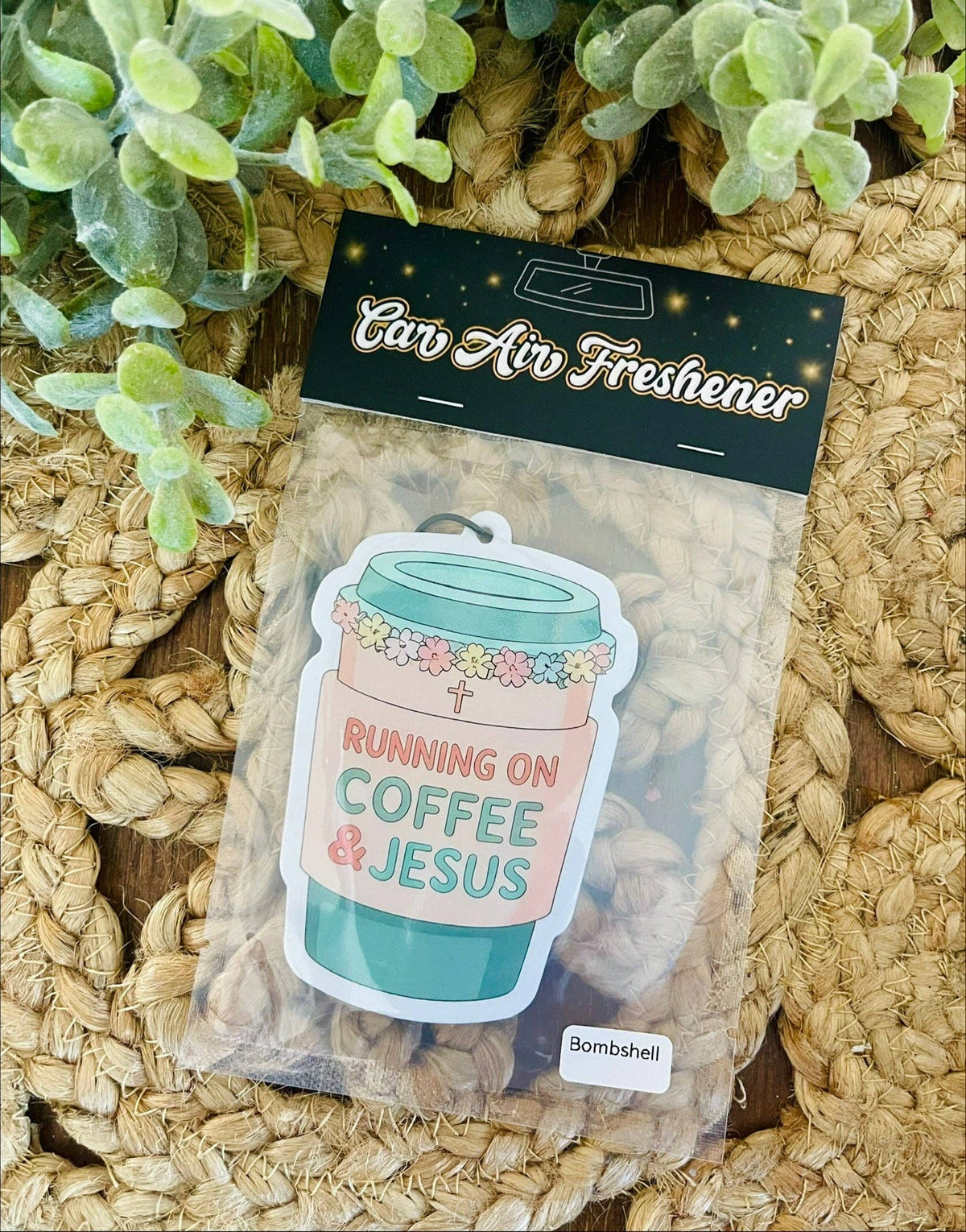 Running on Coffee & Jesus Car Air Freshener