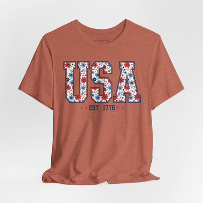 USA Floral EST. 1776 Graphic Tee