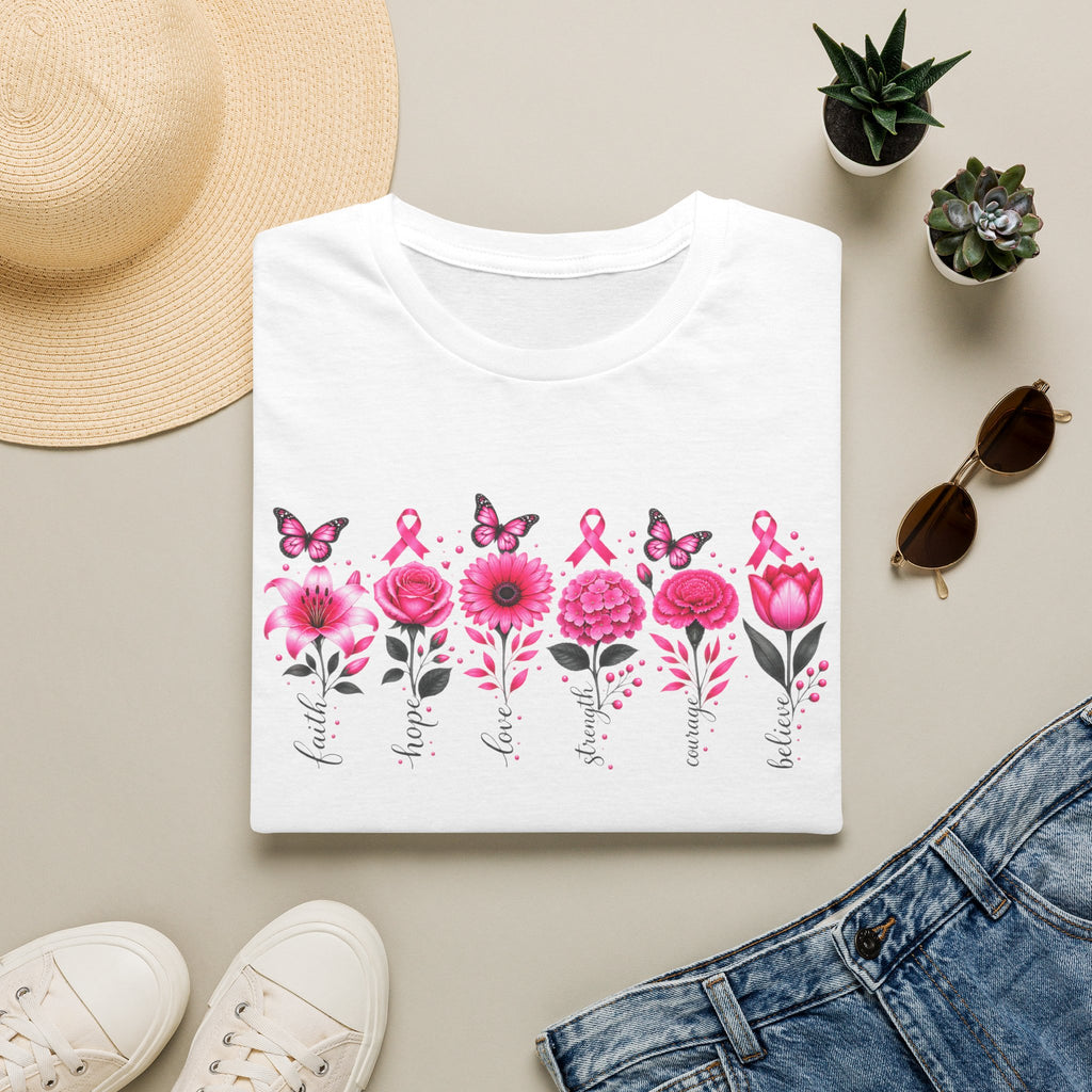 Flowers of Strength Breast Cancer Awareness Tee