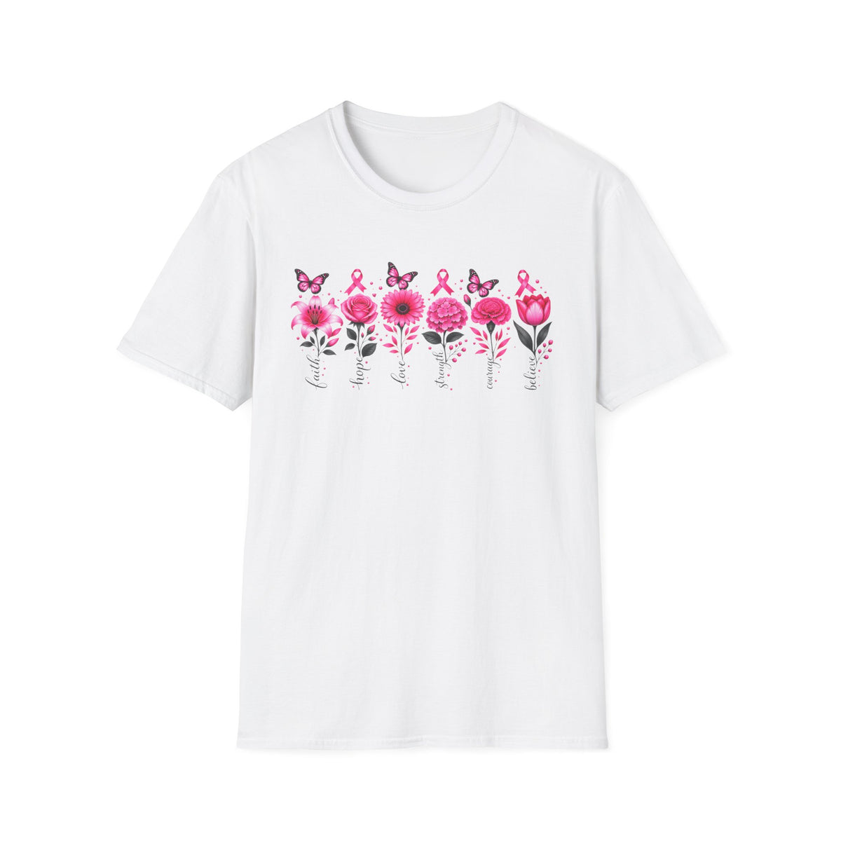 Flowers of Strength Breast Cancer Awareness Tee