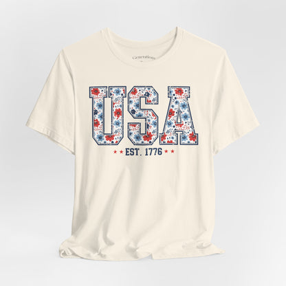 USA Floral EST. 1776 Graphic Tee