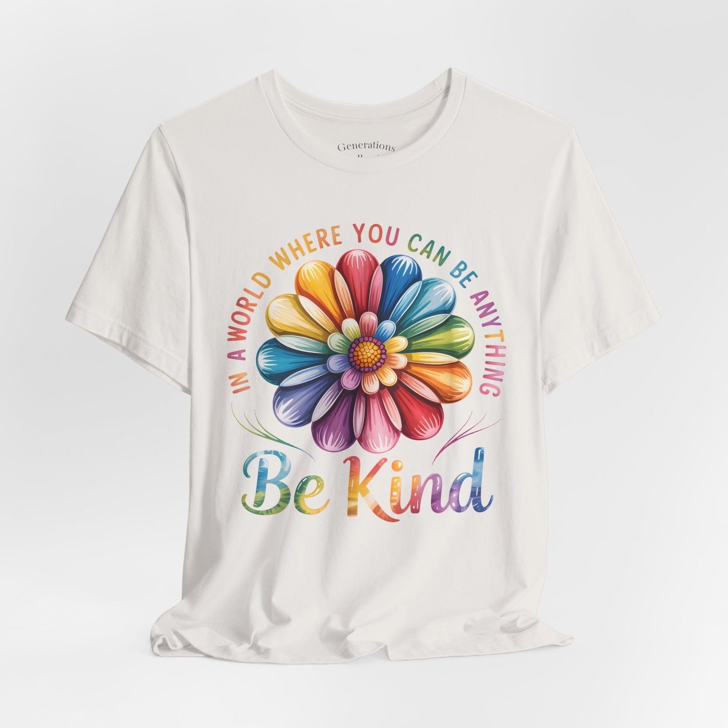 Be Kind Rainbow Flower Tee