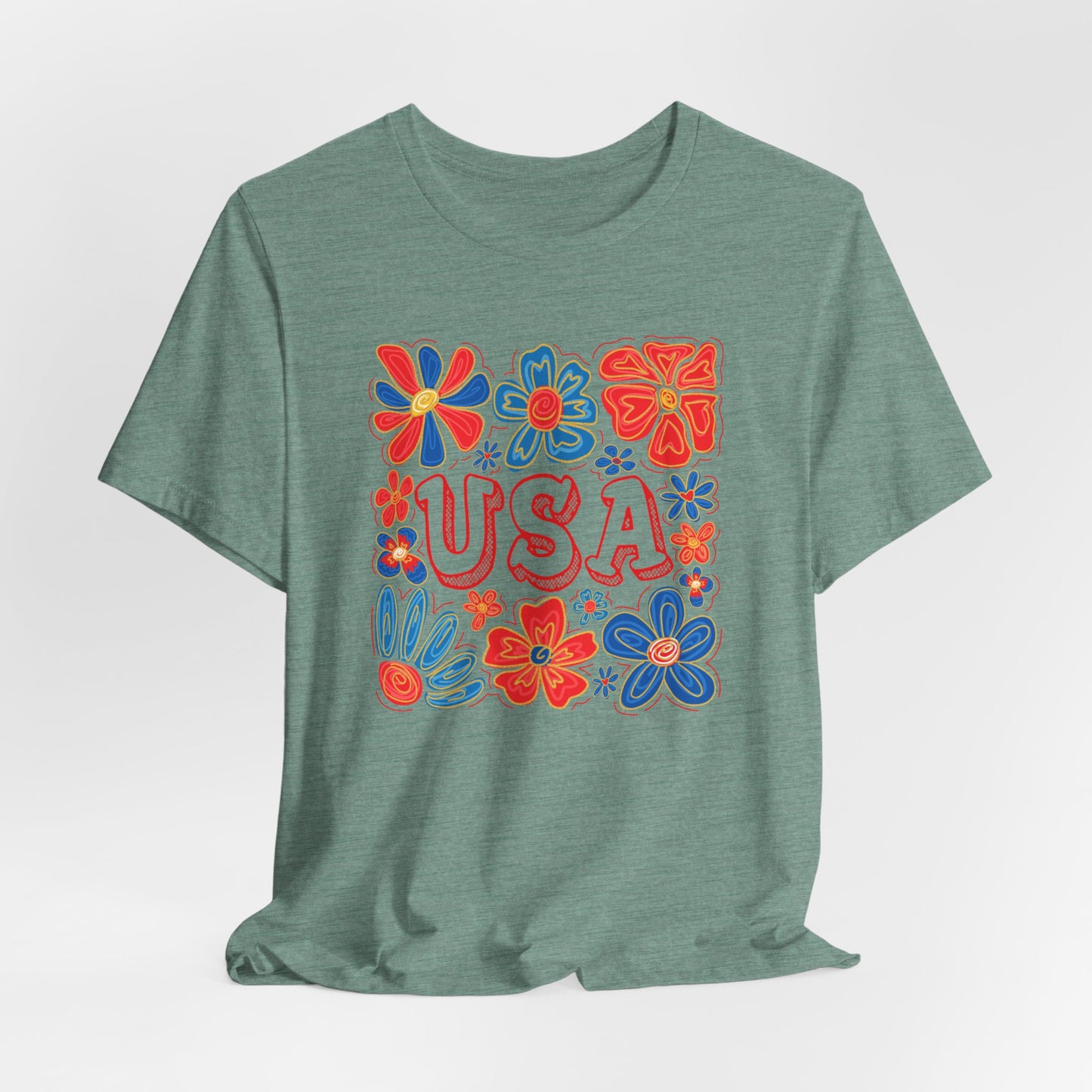 USA Floral Graphic Tee