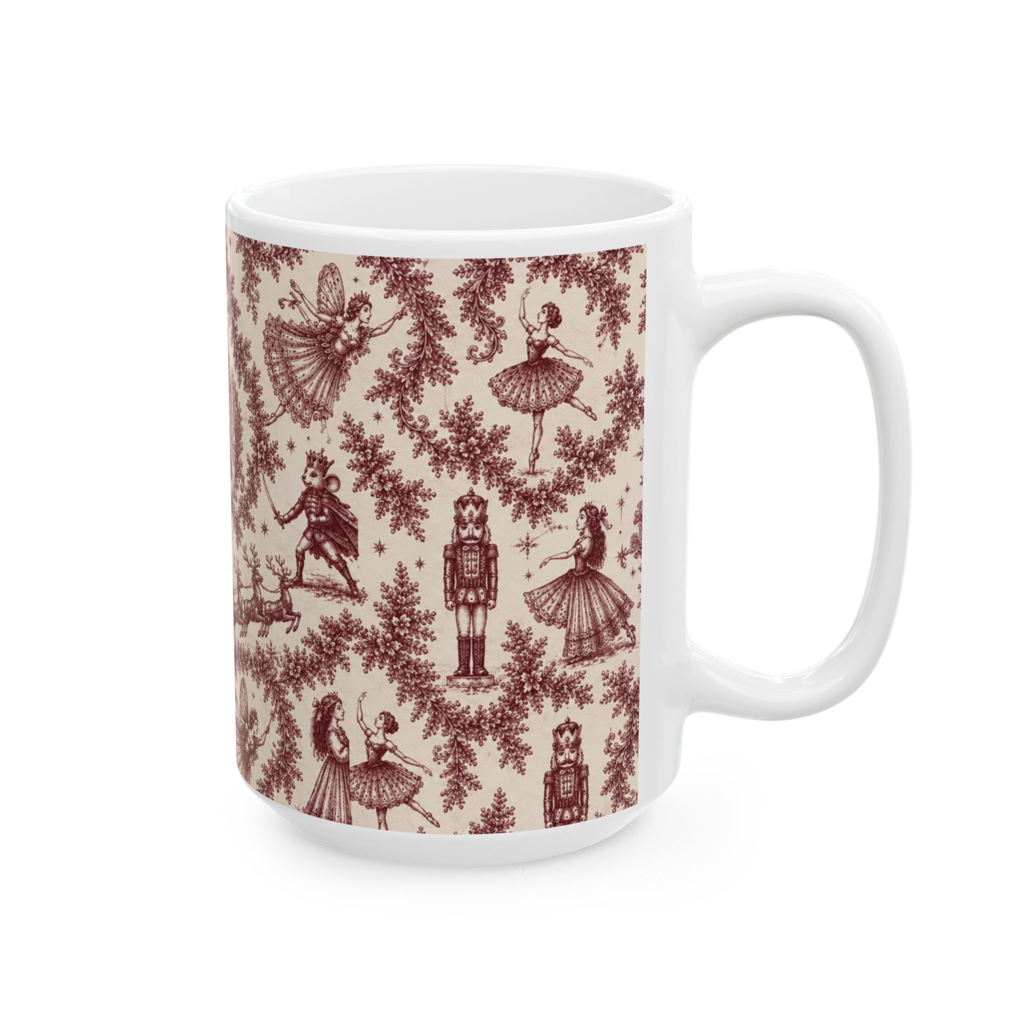 Cranberry Nutcracker Toile Mug