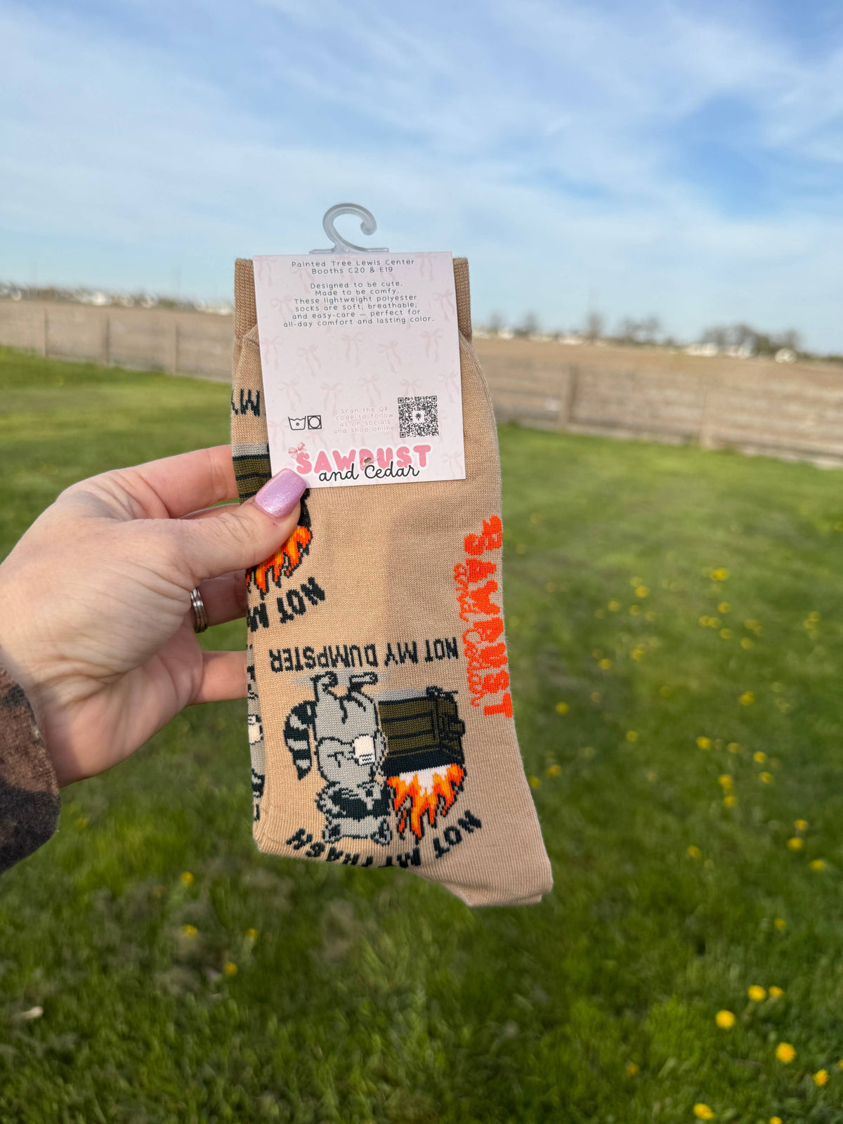 Not My Dumpster Raccoon Crew Socks