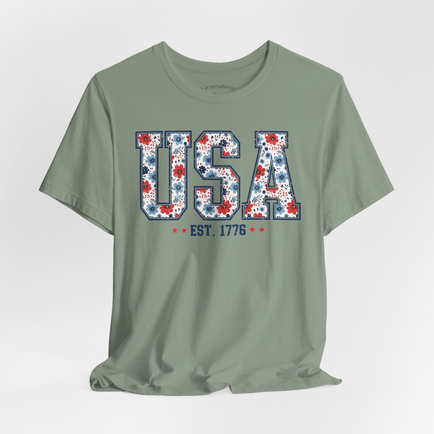 USA Floral EST. 1776 Graphic Tee