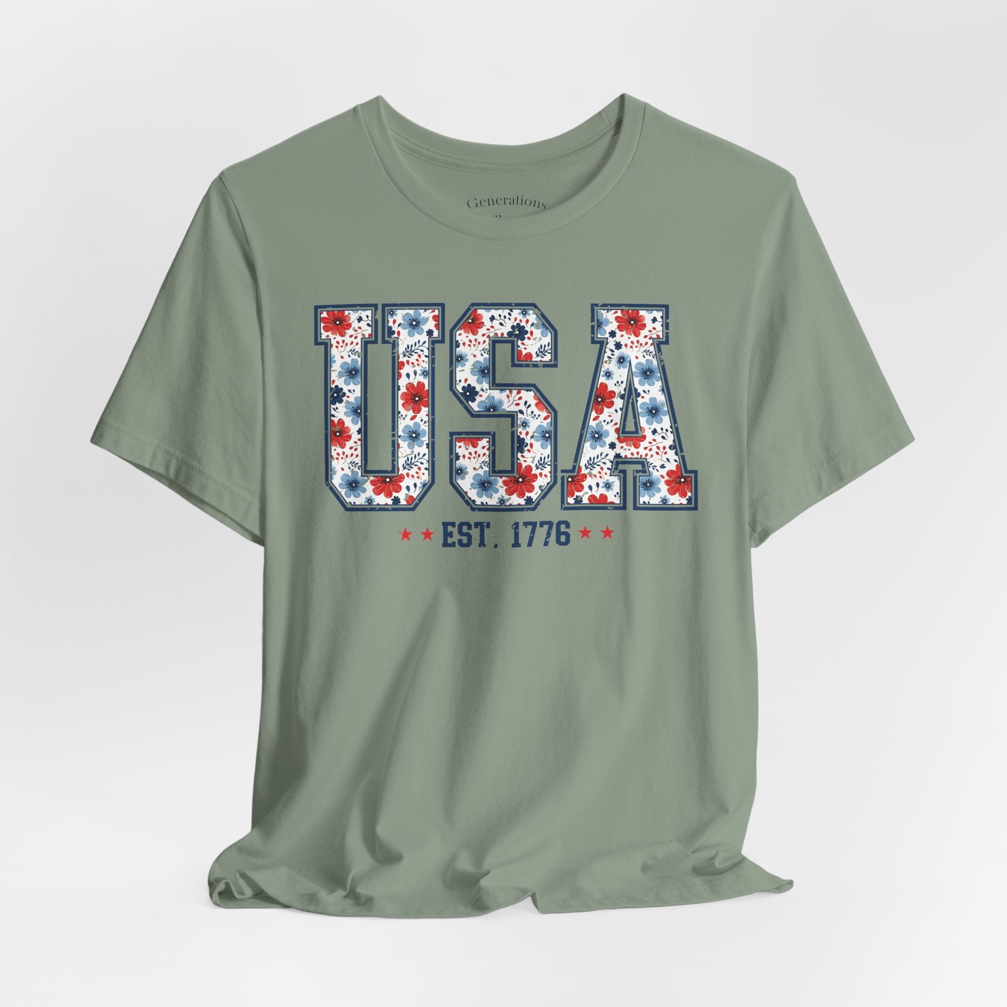 USA Floral EST. 1776 Graphic Tee