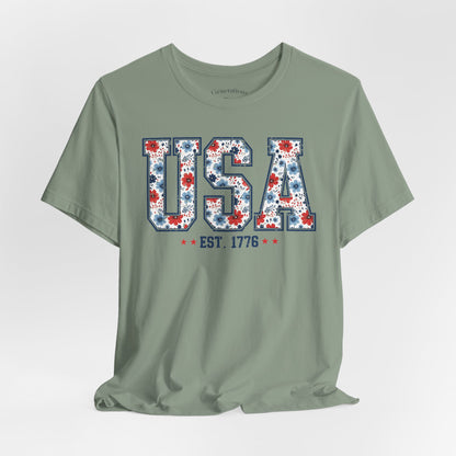 USA Floral EST. 1776 Graphic Tee