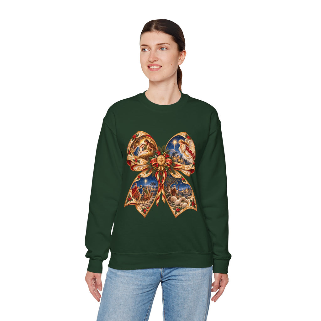 Holy Night Nativity Bow Sweatshirt