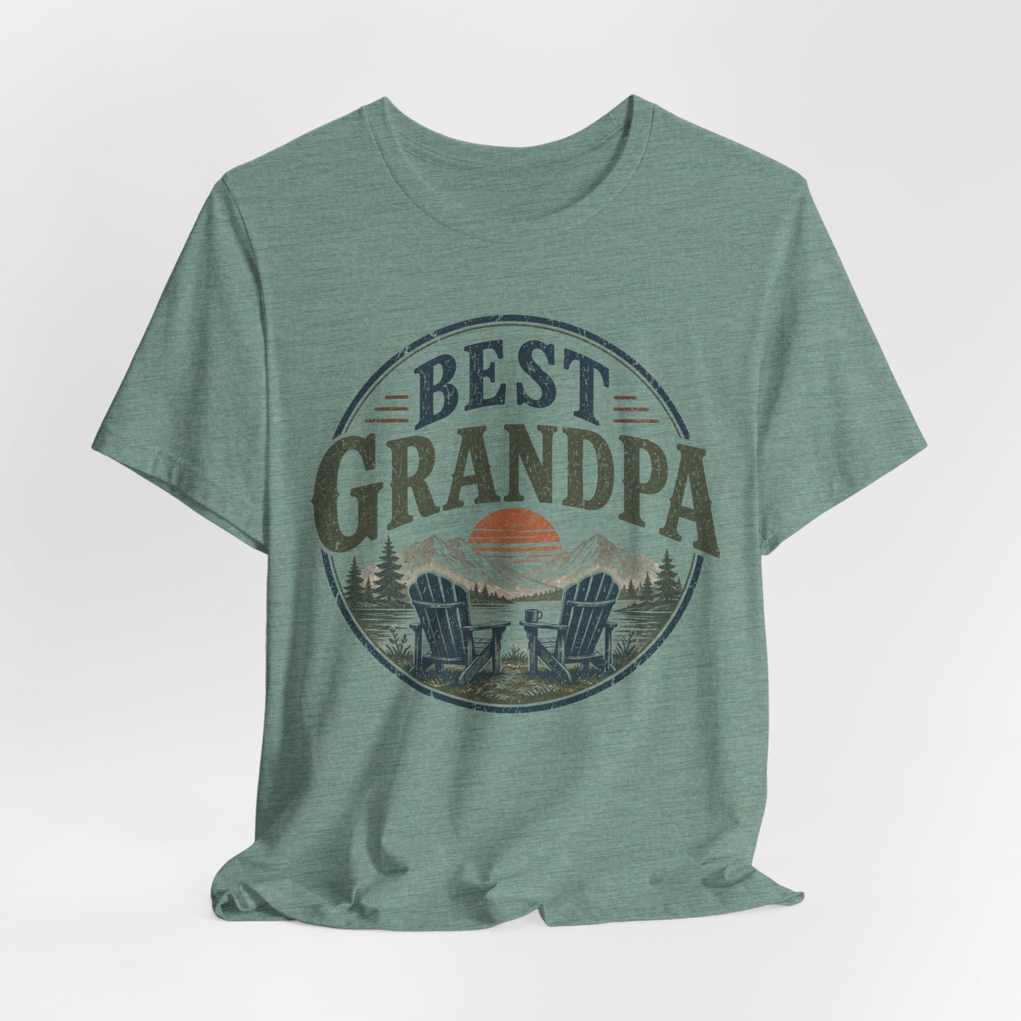 Best Grandpa Vintage Sunset Graphic Tee