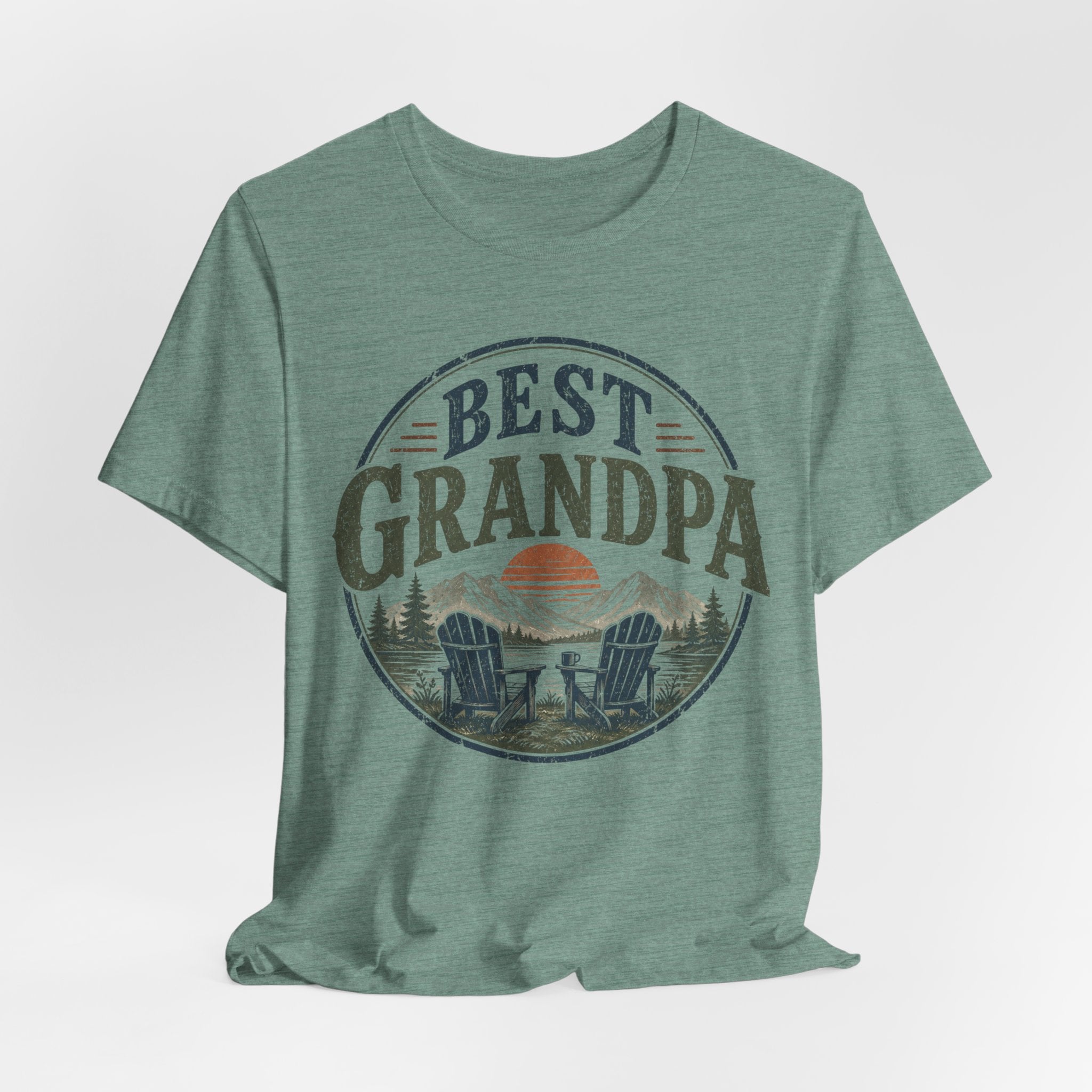 Best Grandpa Vintage Sunset Graphic Tee
