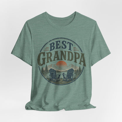 Best Grandpa Vintage Sunset Graphic Tee