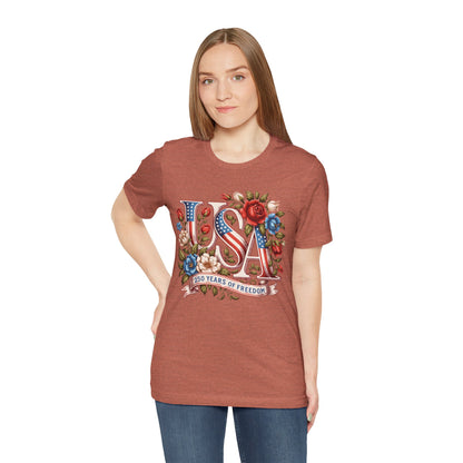 USA Floral Flag 250 Years Graphic Tee