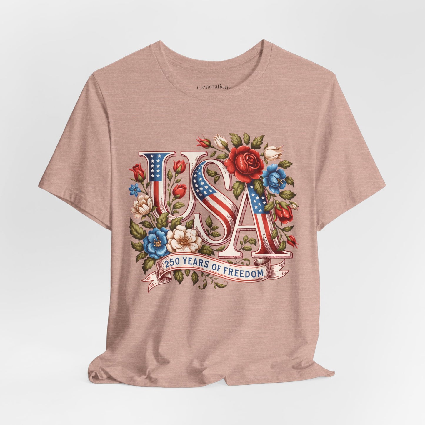 USA Floral Flag 250 Years Graphic Tee