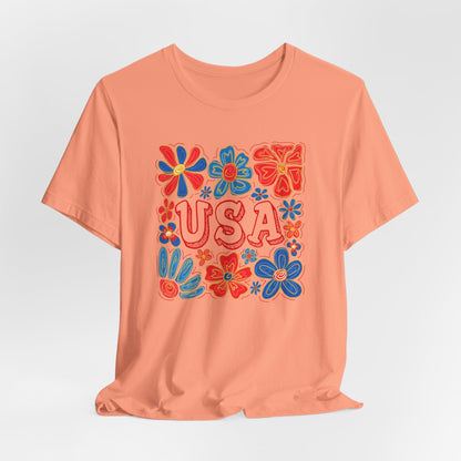 USA Floral Graphic Tee