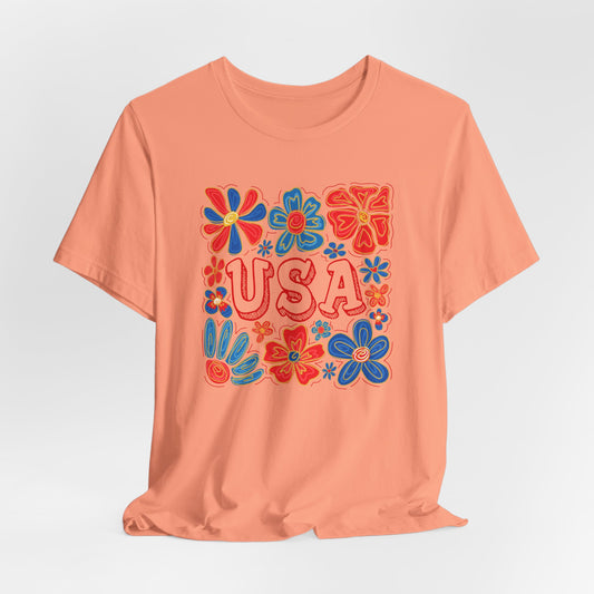USA Floral Graphic Tee