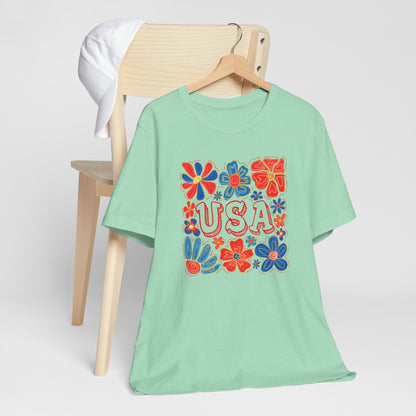 USA Floral Graphic Tee