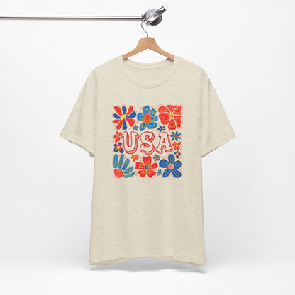 USA Floral Graphic Tee