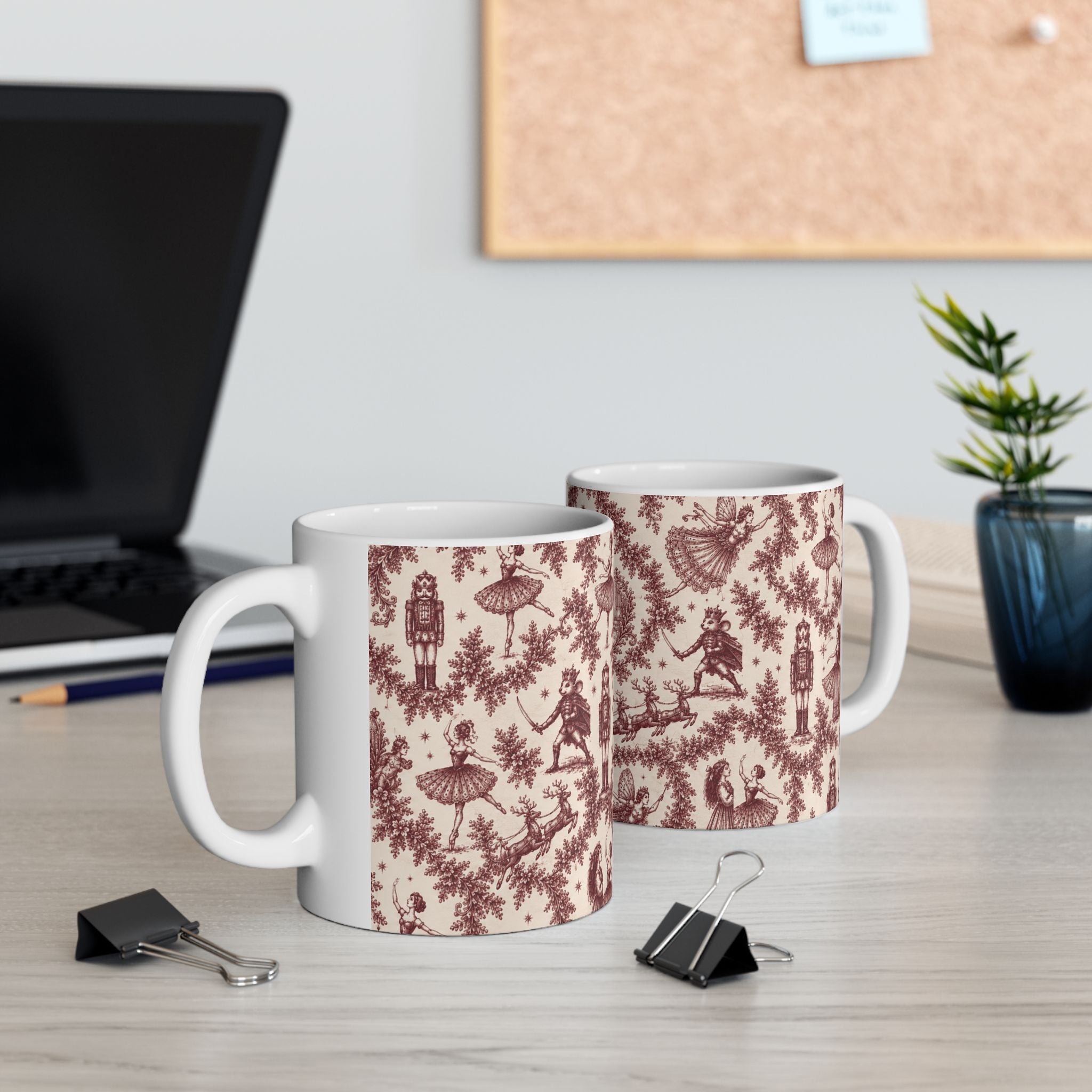 Cranberry Nutcracker Toile Mug