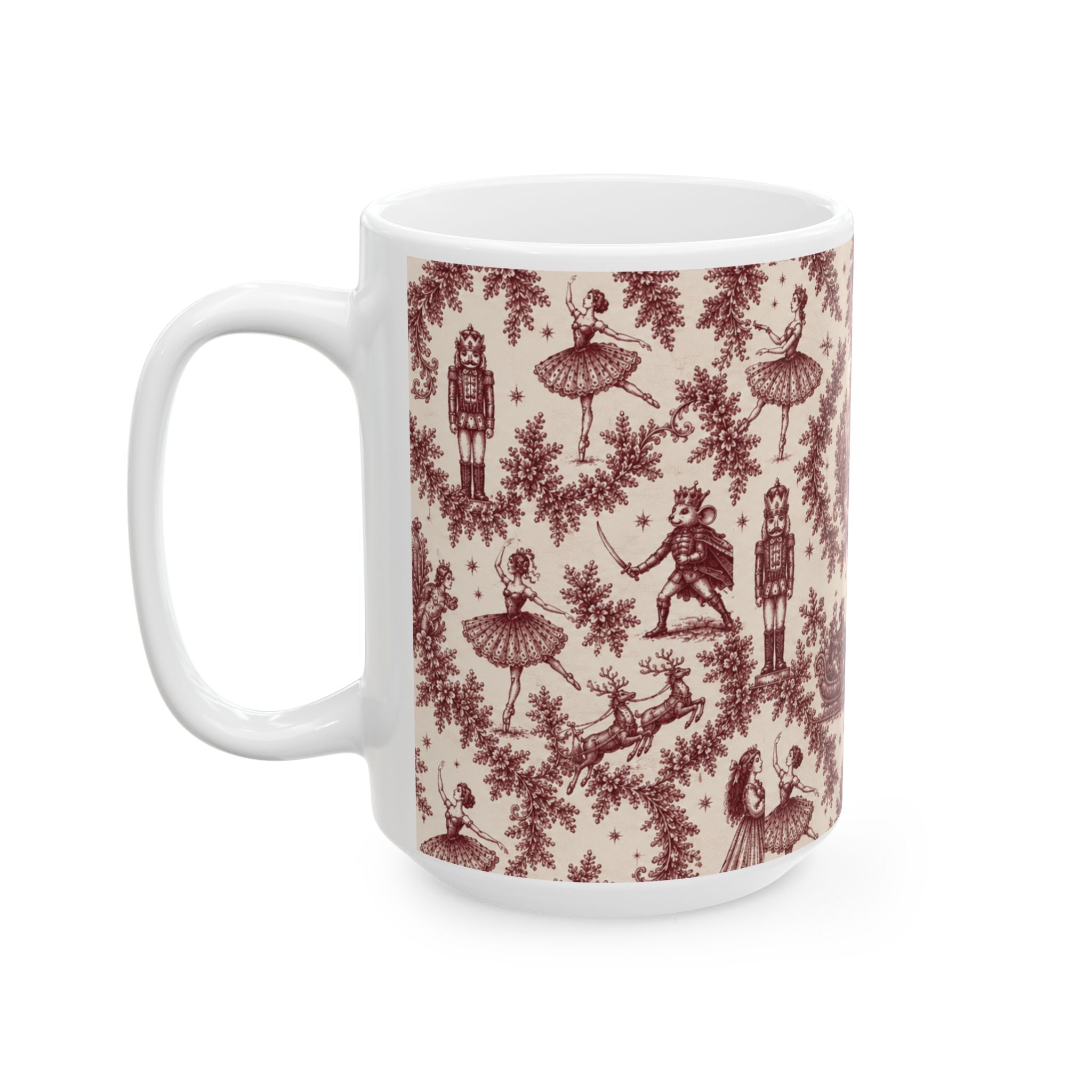 Cranberry Nutcracker Toile Mug