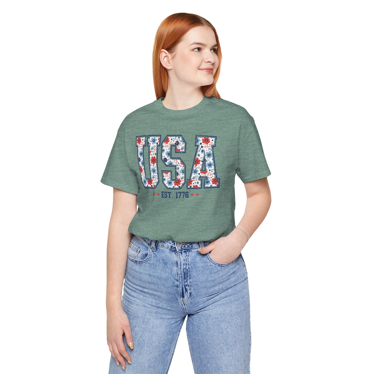 USA Floral EST. 1776 Graphic Tee