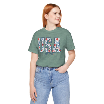 USA Floral EST. 1776 Graphic Tee