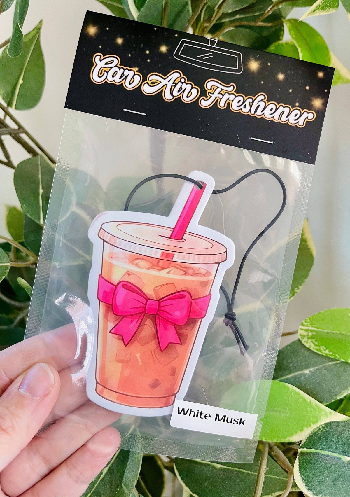 Iced Coffee with Bow Car Air Freshener