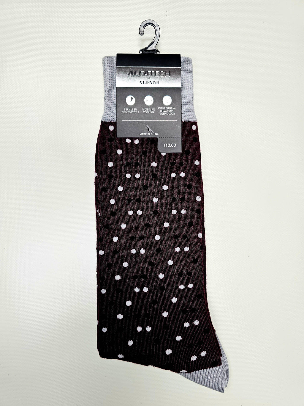 Burgundy Dot Men’s Dress Socks