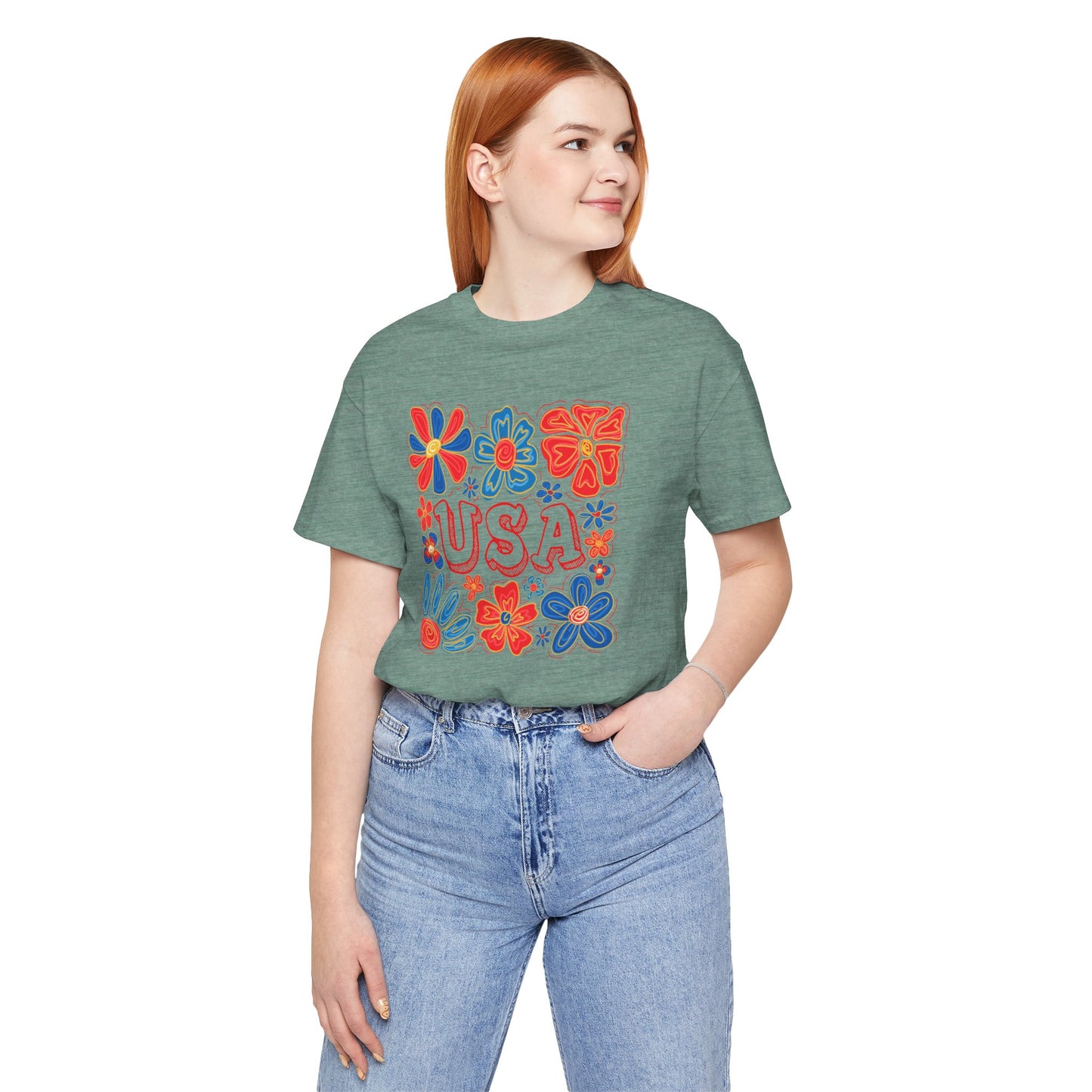 USA Floral Graphic Tee