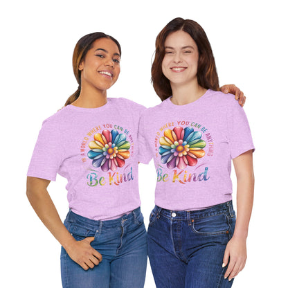 Be Kind Rainbow Flower Tee