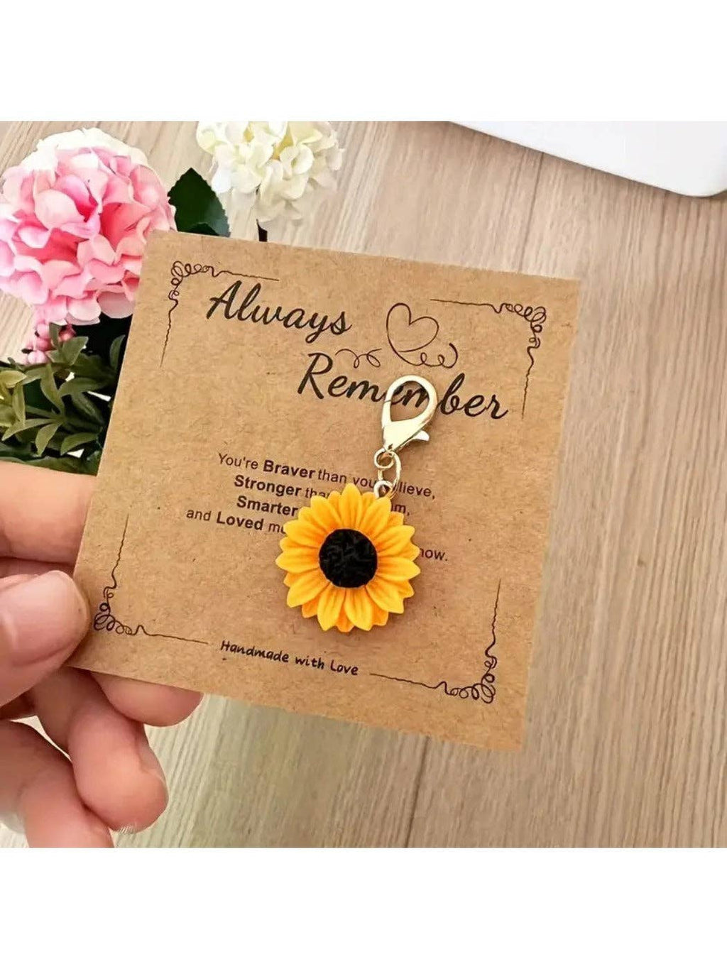 Always Remember Sunflower Keychain