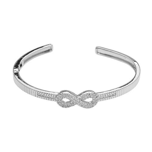 14K Gold Plated CZ Pave Infinity Accent Cuff Bracelet