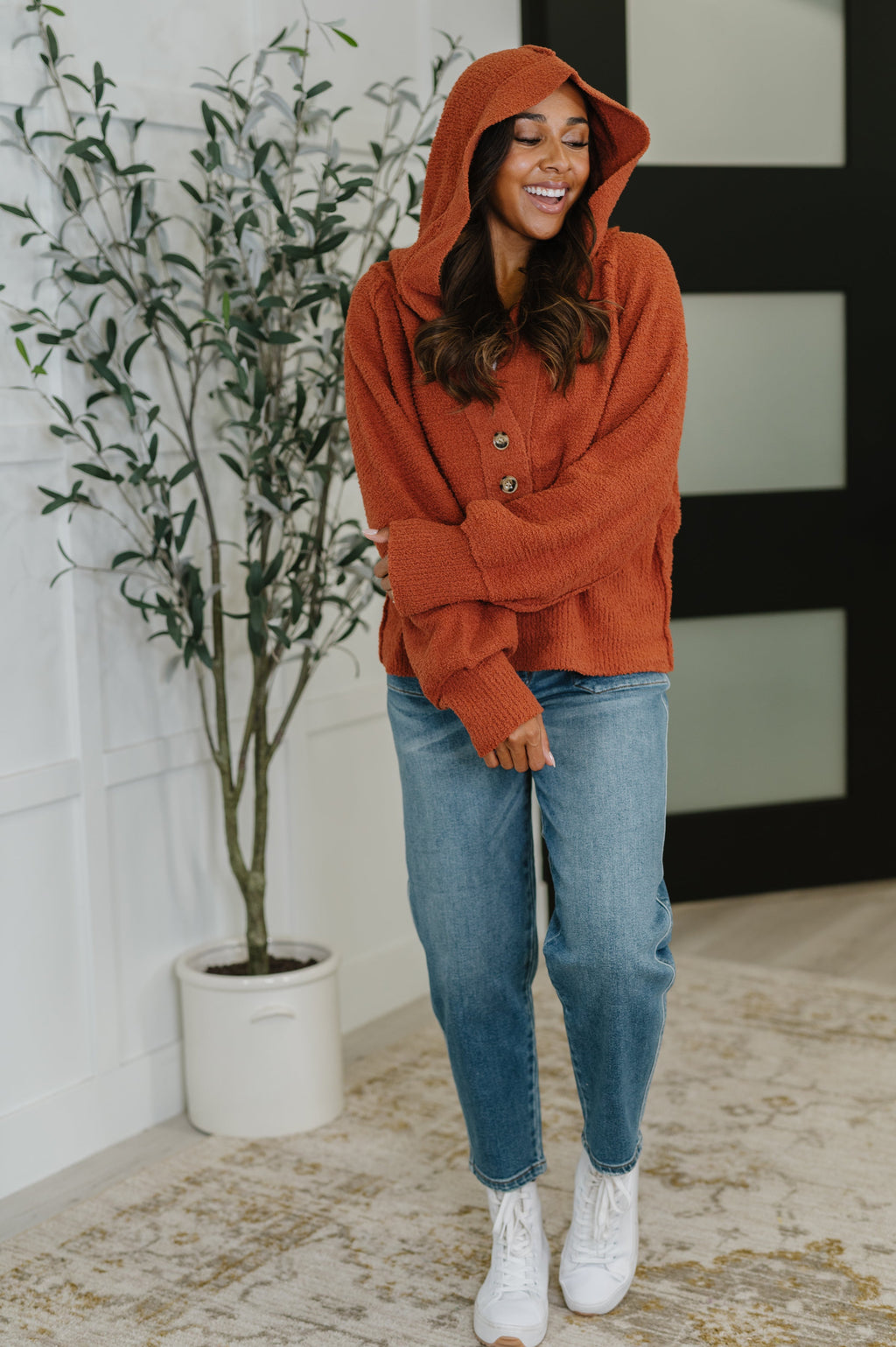 Take Your Time Hooded Henley Sweater