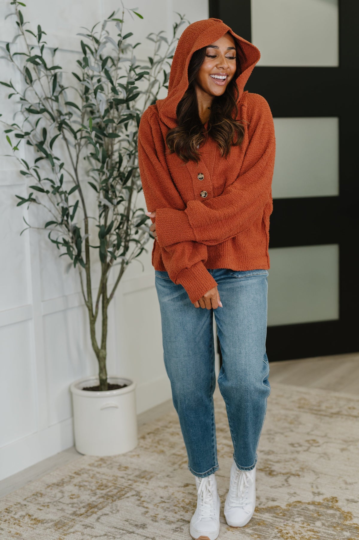 Take Your Time Hooded Henley Sweater