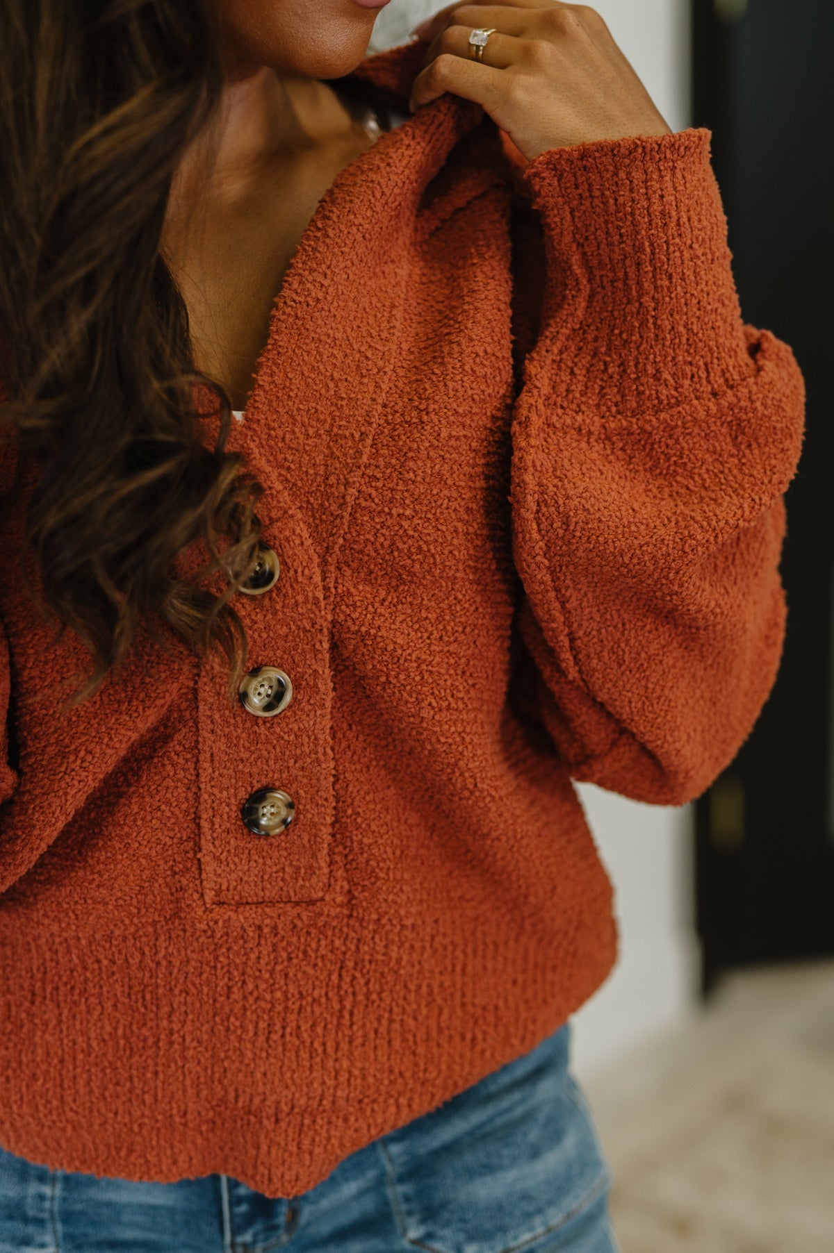 Take Your Time Hooded Henley Sweater