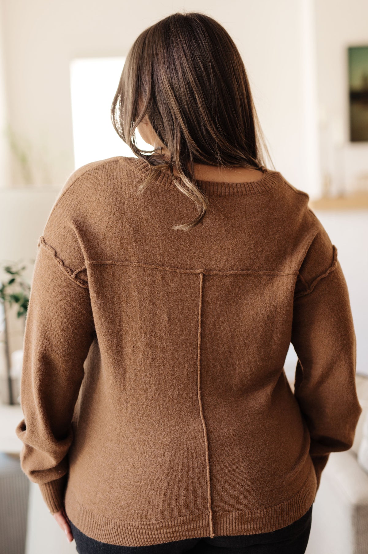 Warm Welcome V-Neck Sweater in Mocha