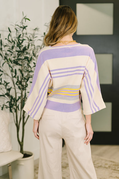 Striped Dolman Sleeve Sweater Top