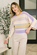 Striped Dolman Sleeve Sweater Top
