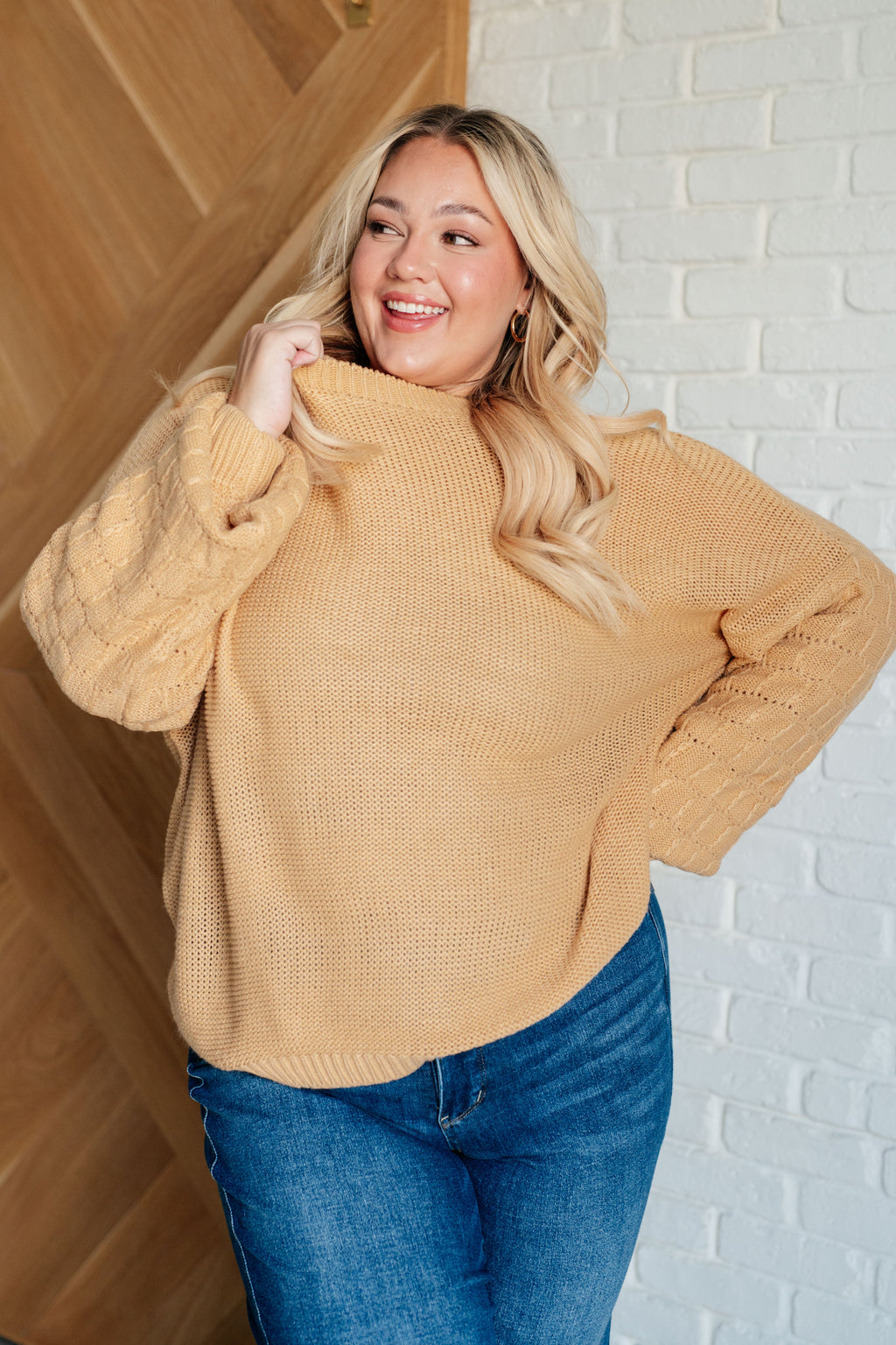 Golden Hour Balloon Sleeve Sweater in Wheat