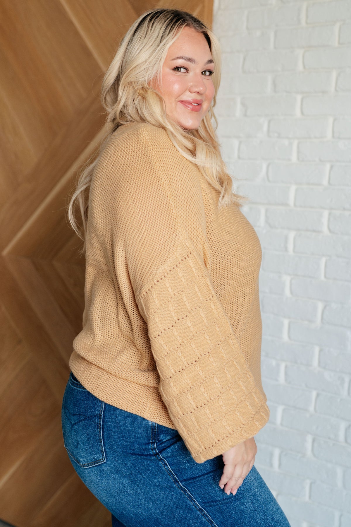 Golden Hour Balloon Sleeve Sweater in Wheat